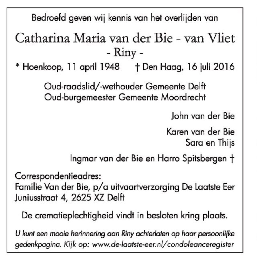 Lees meer over het artikel Riny van der Bie (1948-2016)